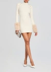 Retroféte Jane Ribbed Fur-cuff Dress In Winter White/cream