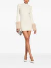 Retroféte Jane Ribbed Fur-cuff Dress In Neutral