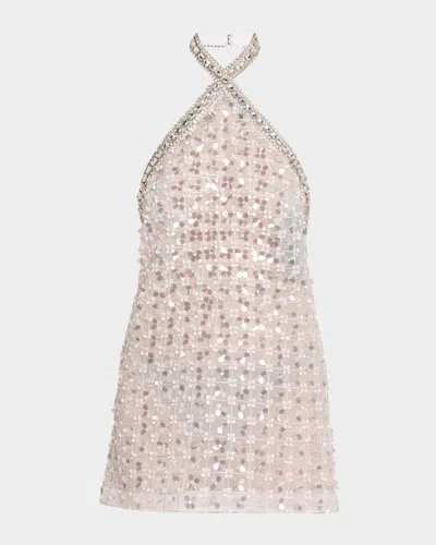 Retroféte Janneth Embroidered Halter Dress In Pink