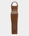 Retroféte Jaycee Crochet Halter Midi Dress
