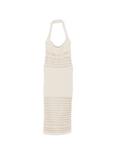 Retroféte Jaycee Crochet Halterneck Dress In Neutrals