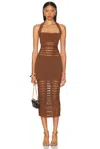 Retroféte Jaycee Crochet Halter Midi Dress