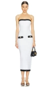 Retroféte Jenn Ribbed Strapless Dress In 白色&黑色