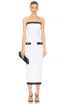 Retroféte Jenn Ribbed Strapless Dress In White & Black