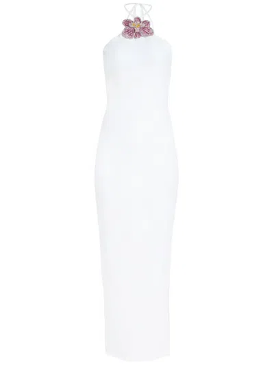 Retroféte Jessie Rhinestone Halterneck Dress In White