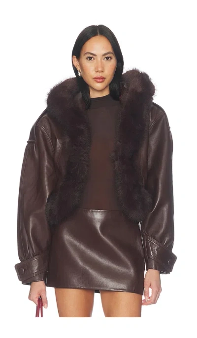 Retroféte Jia Leather Jacket In Brown