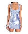 Retroféte Joanne Sequin-embellished Dress In Blue