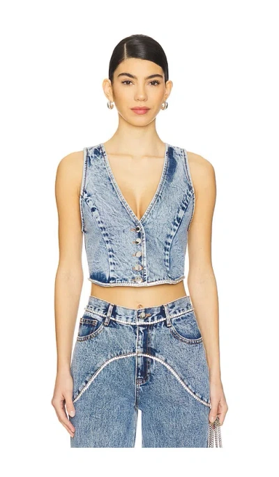 Retroféte Jordi Denim Vest In Blue