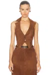 Retroféte Josephine Suede Vest In Cinnamon