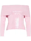Retroféte Jourdana Sequined Off-the-shoulder Sweater In Pink