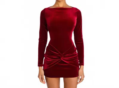 Retroféte Kadala Velvet Long Sleeve Mini Dress In Scarlet In Red