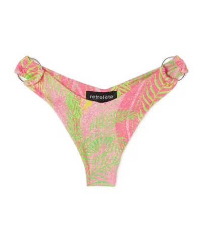 Retroféte Kailey Embellished Printed Bikini Bottoms In Pink