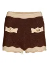 Retroféte Kait Sparkly Knit Micro Shorts In Brown