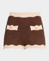 Retroféte Kait Sparkly Knit Micro Shorts In Mtlc Chestnutbone