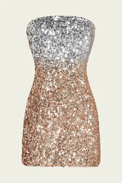 RETROFÉTE KAMERON SEQUIN DRESS IN SILVER GOLD