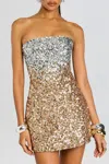 Retroféte Kameron Sequin Dress In Silver Gold In Gold