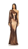 Retroféte Karma Dress In Metallic Bronze