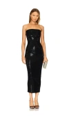 Retroféte Karrah Strapless Crystal-embellished Knitted Midi Dress In Black
