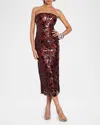 Retroféte Karter Strapless Lace Midi Dress In Pecan