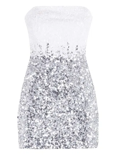 Retroféte Katalina Strapless Ombre Sequin Mini Dress In White