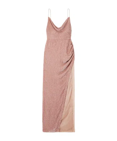 Retroféte Katya Draped Sequined Chiffon Gown In Pink