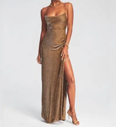 Retroféte Katya Sequin Dress In Bronze In Gold