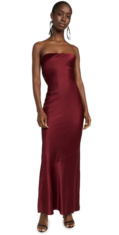 Retroféte Keaton Silk Strapless Gown In Cabernet