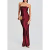 Retroféte Keaton Silk Strapless Gown In Cabernet