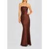Retroféte Keaton Silk Strapless Gown In Earth