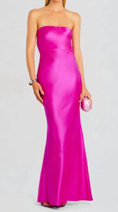 Retroféte Keaton Silk Maxi Dress In Neon Pink