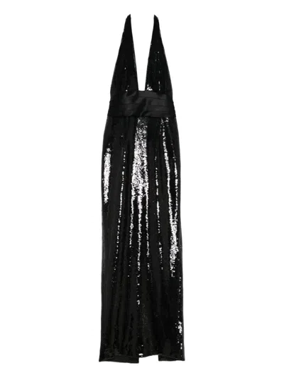 Retroféte Kelsie Sequin Halterneck Maxi Dress In Black