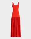Retroféte Kennedi Knit Drop-waist Dress In Metallic Geranium