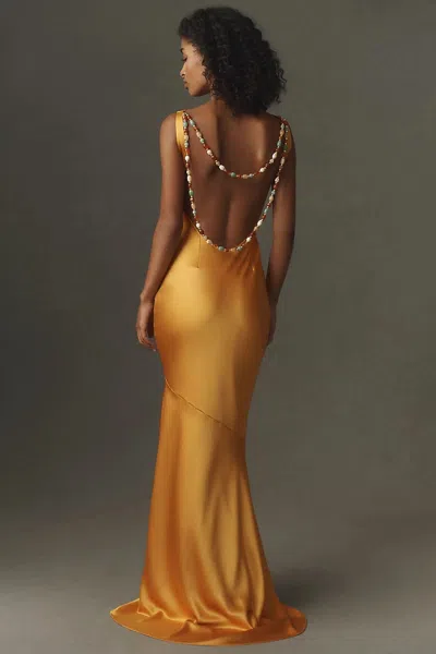 Retroféte Keryn Open-back Dress In Yellow