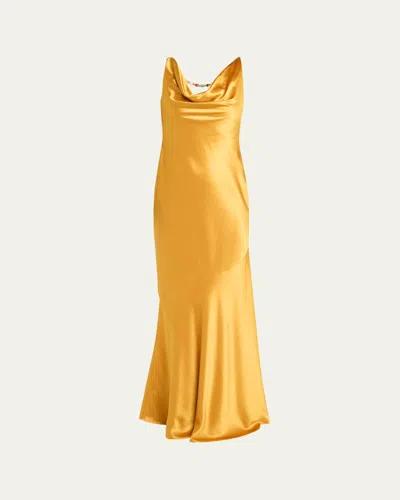 Retroféte Keryn Satin Maxi Dress In Dijon