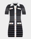 Retroféte Kiersten Metallic Stripe Knit Collared Mini Dress