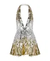 Retroféte Sequin-embellished Halterneck Mini Cocktail Dress