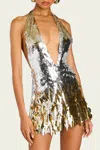 Retroféte Sequin-embellished Halterneck Mini Cocktail Dress