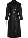 Retroféte Knightley Leather Trench Coat In 黑色