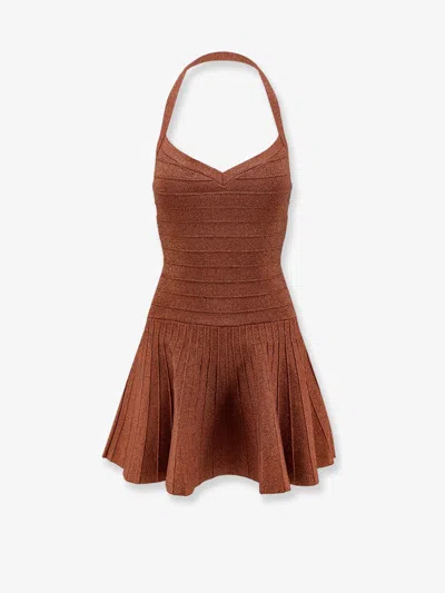 Retroféte Knitted Dress With Lurex Effect In Brown