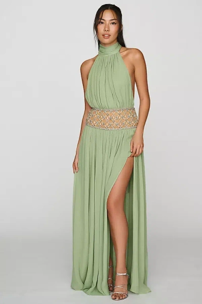 Retroféte Kreeli Beaded Maxi Dress In Green