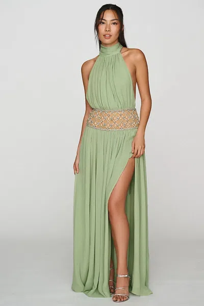 Retroféte Kreeli Beaded Maxi Dress In Green
