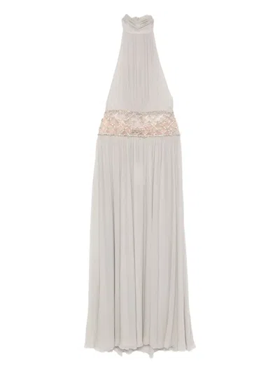 Retroféte Kreeli Embellished Halterneck Dress In Gray