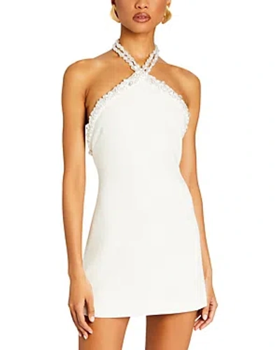 Retroféte Kristi Beaded Halter Mini Dress In White