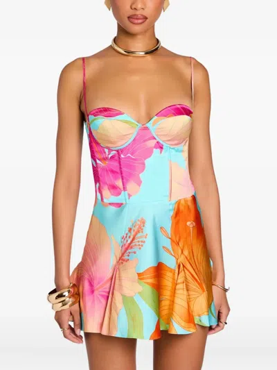Retroféte Kyona Floral-print Corset Dress In Multi