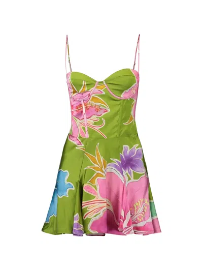 Retroféte Kyona Floral-print Dress In Green