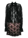 Retroféte Lace-detailing High-neck Dress In Black
