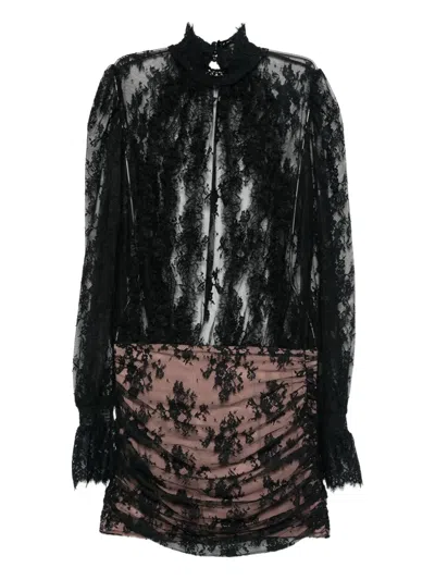 RETROFÉTE LACE-DETAILING HIGH-NECK DRESS