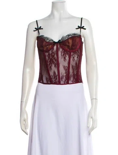 Pre-owned Retroféte Lace Lace Pattern Top W/ Tags In Burgundy
