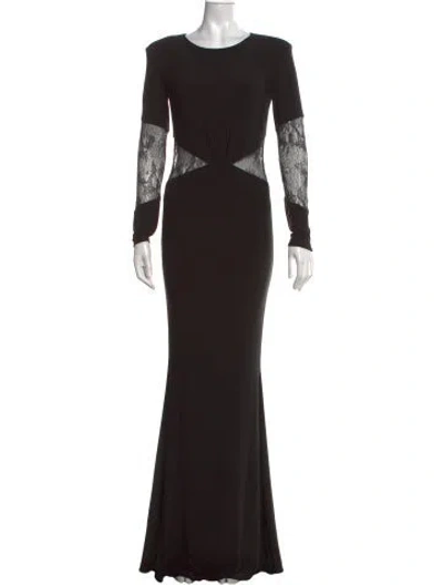 Pre-owned Retroféte Lace Pattern Long Dress In Black