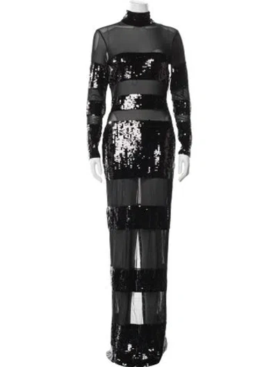 Pre-owned Retroféte Lace Pattern Long Dress W/ Tags In Black